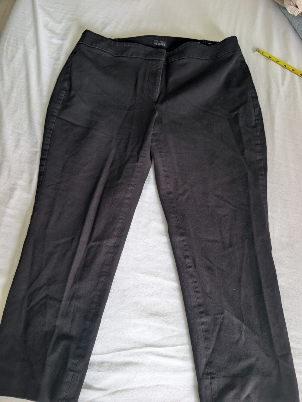 Talbots Pants Womens 18 Black Chatham Ankle Trousers Stretch Cotton, Casual